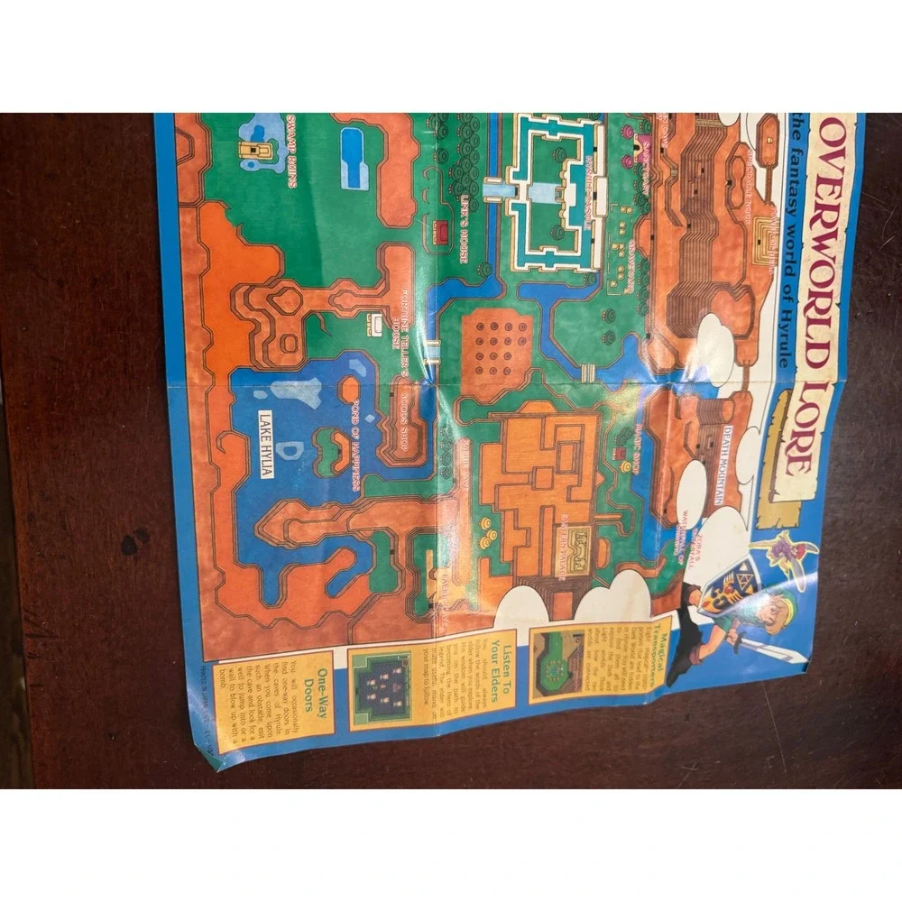 Vintage 1992 Legend of Zelda A Link to the Past SNES Map Overworld Dungeon Lore